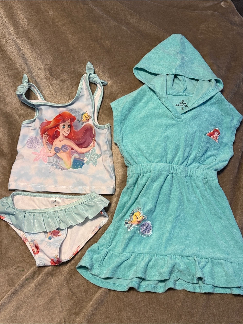 Disney Ariel Tankini Set with Hooded Cover-Up 5T